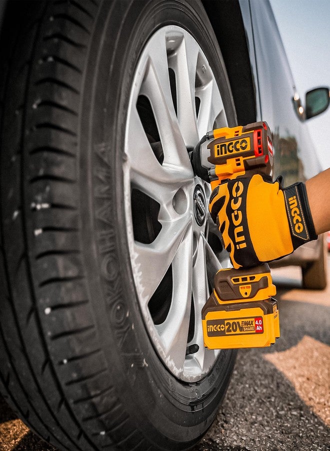 إنجكو مفتاح ربط صدمي لاسلكي من إنجكو 20 فولت، مقاس 1/2 بوصة، عزم دوران 500 نيوتن متر (الجسم فقط)، مزود بمحرك بدون فرش، 3 سرعات متغيرة 2200 دورة في الدقيقة، 3 قطع من المقابس - Image 3